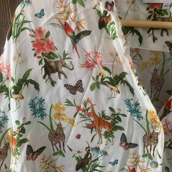 La Fée Maraboutée Women's Animal Print Button Down Shirt Size M - Picture 2 of 4